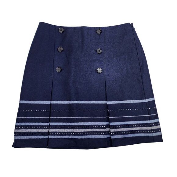 NWT Ann Taylor Loft Skirt Navy Wool Blend Front Button Detail Women's Size 6 NEW - Picture 1 of 8